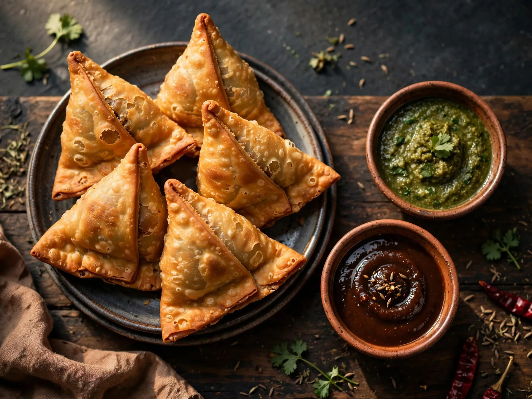 طبق سمبوسة مع صلصة
